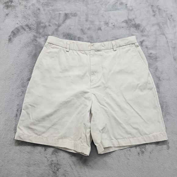 Lands End Shorts Womens 10 Beige Khaki High Rise Chino Cotton Preppy Office - Picture 1 of 12